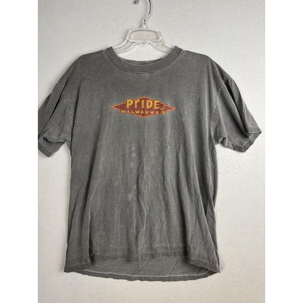 Vintage Pride of Milwaukee Shirt Mens Large Gray Anvil Single Stitch Graphic 90s
